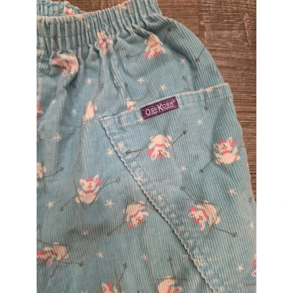 Vintage OshKosh B'Gosh Pants Kids 6 Corduroy Skiing Bunnies Union USA Made
